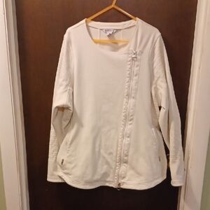 Athleta Cream Asymmetrical Zip Sweatshirt/Jacket 2X